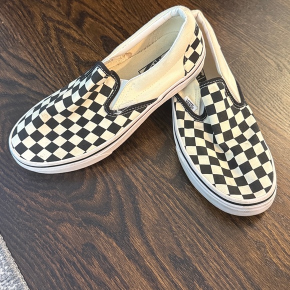 Vans Black and White Checkered Slip-On Sneakers - Picture 2 of 5